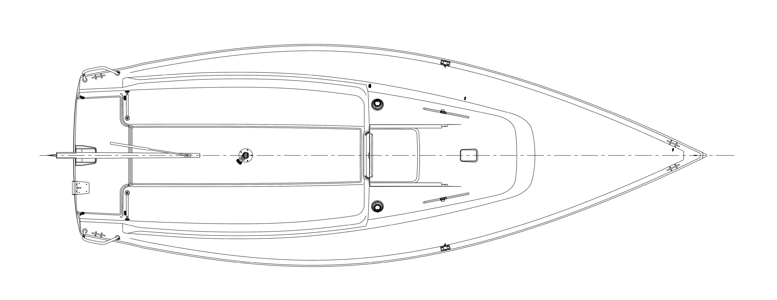 Technische Draufsicht der J/7 mit Cockpit und Deckslayout